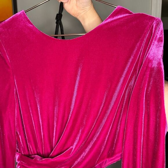 One33 Social Womens Dress Size 6 Pink Vanessa Draped Velvet Cut Out Crossover - Picture 10 of 13
